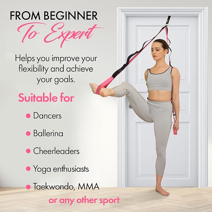 10-Loop Yoga Strap with Door Anchor – Stretch Strap for Flexibility, Deep Stretching, and Improved Balance – Perfect Yoga Accessory for All Fitness Levels-GravixFit