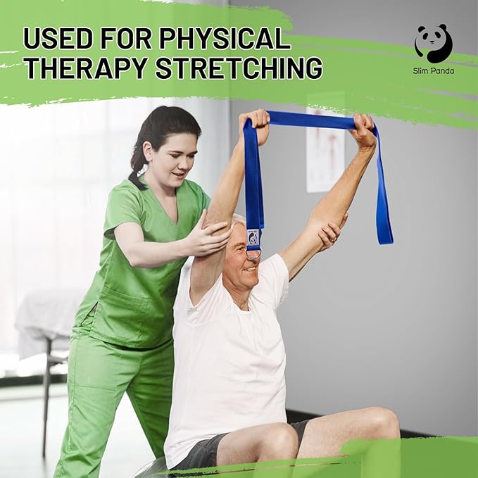 Slim Panda Yoga Strap for Stretching,Cotton Yoga Strap with Adjustable D-Ring Buckle,Non-Elastic Yoga Belt for Pilates,Gym Workouts,Physical Therapy,Improve Flexibility-GravixFit