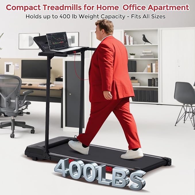 Treadmill with Handles, Folding Foldable Electric Treadmills for Home Small, 3.0HP Walking Pad Treadmills with Handle Bar, 3 in 1 Under Desk Treadmill with Remote Control, LED Display, 300LBS Capacity