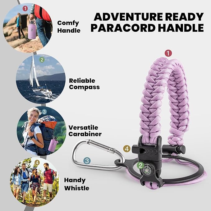 One Gallon Water Bottle Insulated, Triple Walled Vacuum Stainless Steel (Cold for 48 Hrs), Leak Proof & Non-BPA, Large Water Flask Jug with Paracord Handle & Straw Spout Lids-GravixFit