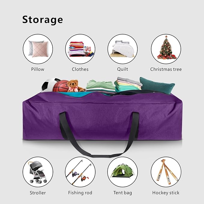 TOPDesign 46 Inch Extra Large Zippered Duffel Bag for Travel Camping Sports Equipment Storage, Waterproof Foldable Luggage Bag with Padded Handles-GravixFit