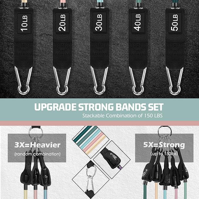 VEICK Resistance Bands, Exercise Bands for Working Out with Handles, Elastic Workout Bands for Men Women, Exercising Bands for Strength Training Equipment at Home Gym-GravixFit