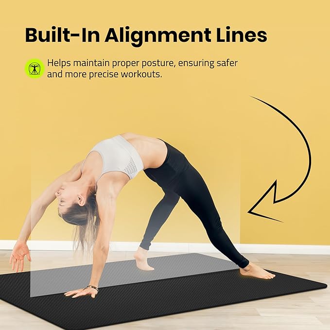 Extra Wide Yoga Mat for Men Women (72"L x 36"W) Non Slip Fitness & Exercise Mat with Alignment Marks for Yoga, Pilates, Floor Workouts-GravixFit