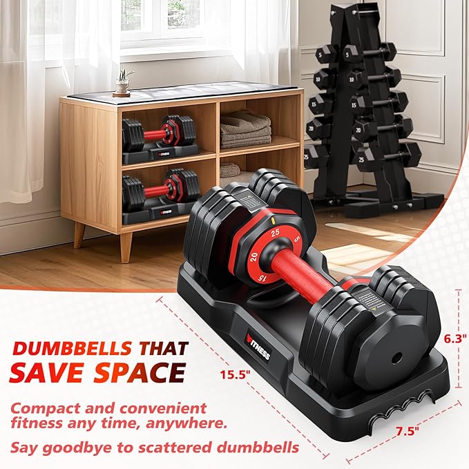 Adjustable Dumbbells Set of 2, 1 Hand Adjustable Weights Dumbbells Set, 5 in 1/10 in 1 Free Dumbbell with Anti-Slip Texture Handle, 25/55/80lb Pair Weight Set For Home Gym Suit both Men and Women-GravixFit