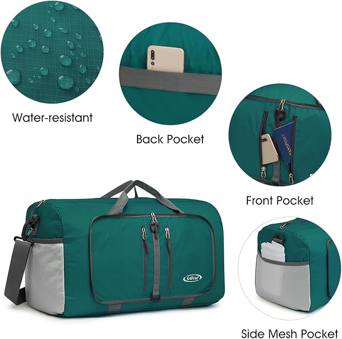 G4Free 40L/65L Foldable Duffel Bag, Water-Repellent Travel Backpack, Lightweight Carry Bag for Overnight Weekender Sports Men Women-GravixFit