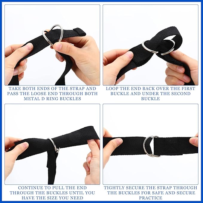 6 Pcs Yoga Strap for Stretching 8 Ft Yoga Exercise Adjustable Straps Bands with Safe Adjustable D Ring Buckle for Pilates Gym Workouts Fitness Improves Sitting Posture-GravixFit