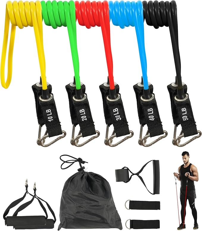 Resistance Loop Bands Set - 5-Level Exercise Bands for Home Fitness, Physical Therapy & Strength Training (10-50lbs)-GravixFit
