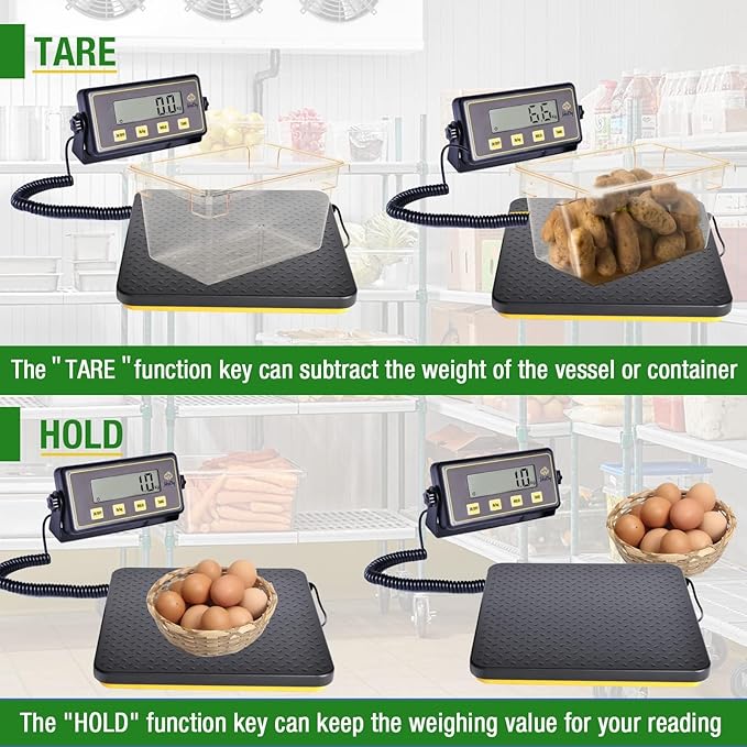 150lbs Commercial Scale Digital Receiving Scale with Anti-Slip Aluminum Platform, High Accuracy Food Scale with Hold/Tare/Auto-Off, Kitchen Scale with LCD Display for Restaurant/Cater-GravixFit