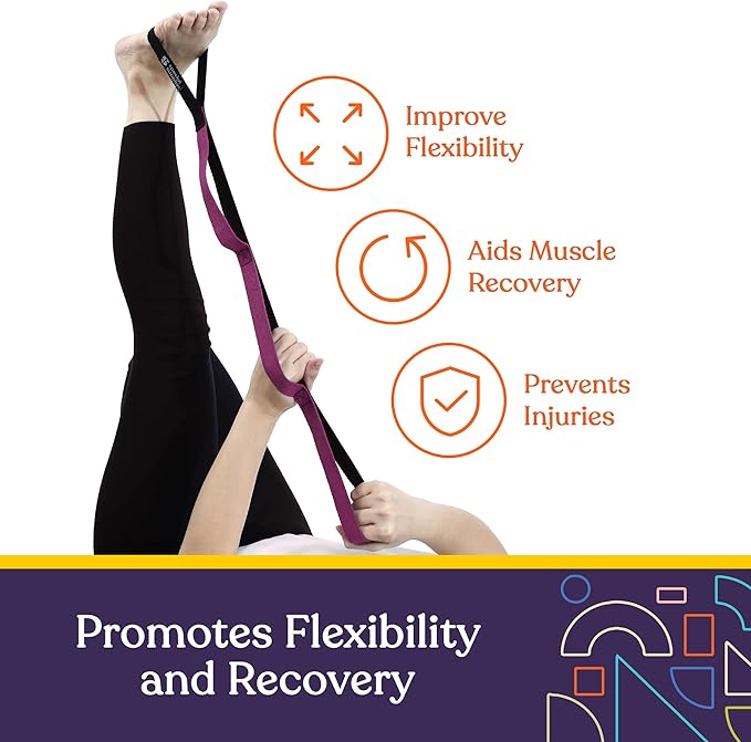 SPECIAL SUPPLIES Yoga Strap for Stretching, Stability Training, Fitness, Flexibility, Physical Therapy, Home Workout Equipment, Strength Training, and Pilates (Purple)-GravixFit