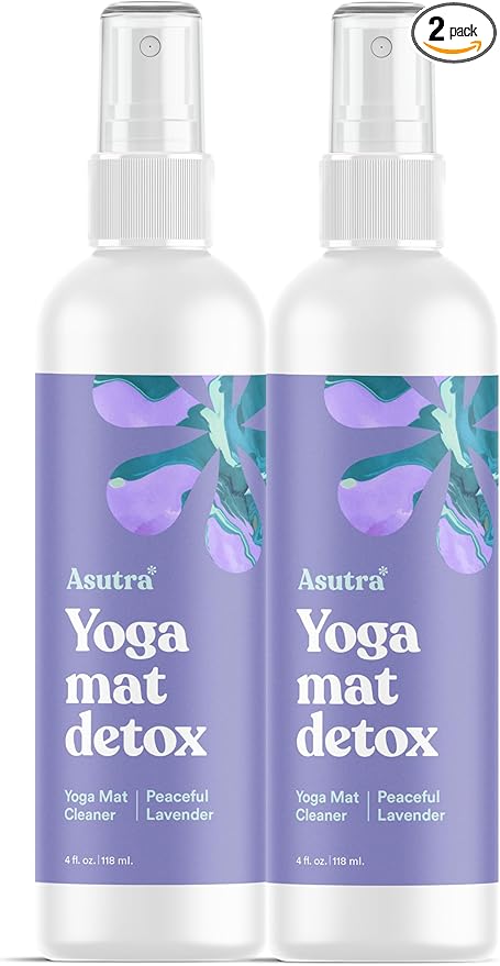 ASUTRA Yoga Mat Cleaner Spray Bundle (Peaceful Lavender), 4 fl oz (Pack of 2) - No Slippery Residue, Organic Essential Oils, Deep-Cleansing for Fitness Gear & Gym Equipment-GravixFit