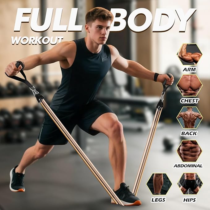 WHATAFIT Resistance Bands, Exercise Bands，Resistance Bands for Working Out, Work Out Bands with Handles for Men and Women Fitness, Strength Training Home Gym Equipment-GravixFit