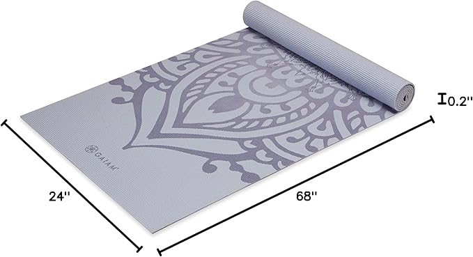Gaiam Yoga Mat - Premium 5mm Print Thick Non Slip Exercise & Fitness Mat for All Types of Yoga, Pilates & Floor Workouts (68" x 24" x 5mm)-GravixFit