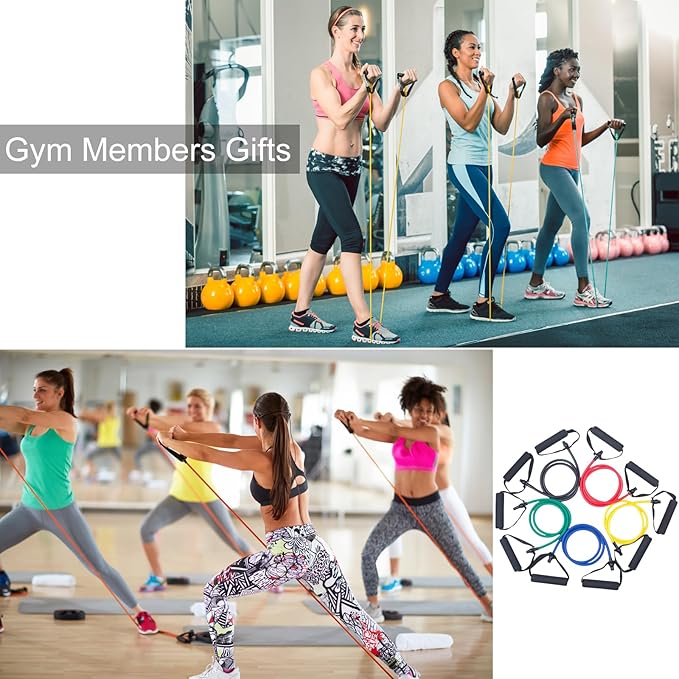 15 Pcs Resistance Bands with Handles for Home Workouts, Exercise Bands Set for Physical Therapy, Strength Training & Fitness for Women and Men-GravixFit