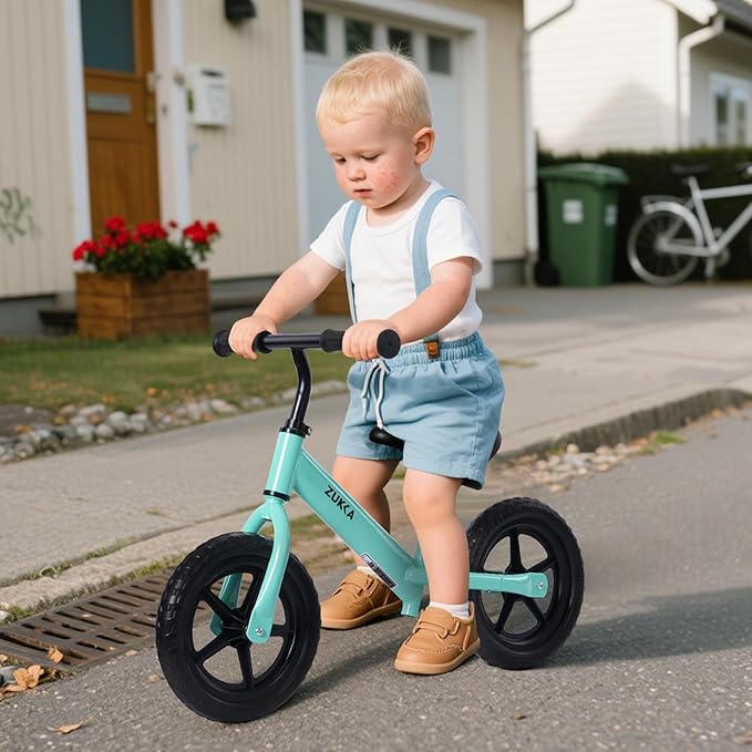 12 inch Toddler Balance Bike Adjustable Handlebar & Seat Anti-Slip Grip Suitable for 2-5 Years Old with Footrest Lightweight for Tolddlers Boys Girls Multiple Colors to Choose-GravixFit