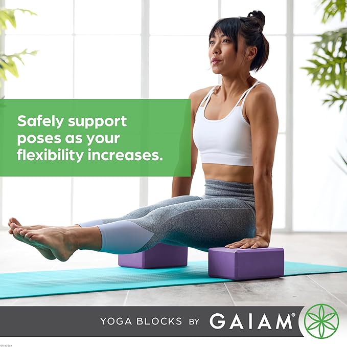 Gaiam Yoga Block - Supportive Latex-Free Eva Foam - Soft Non-Slip Surface with Beveled Edges for Yoga, Pilates, Meditation - Yoga Accessories for Stability, Balance, Deepen Stretches-GravixFit