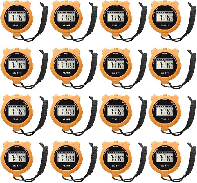 16-Pack Multi-Function Electronic Digital Sport Stopwatch Timer, Large Display with Date Time and Alarm Function, Sports Coaches Fitness Coaches and Referees-GravixFit