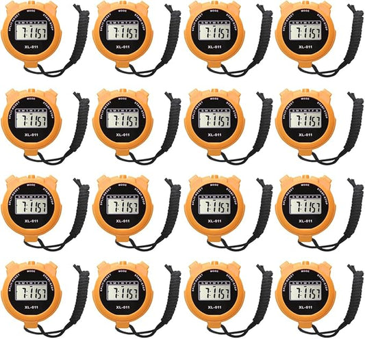 16-Pack Multi-Function Electronic Digital Sport Stopwatch Timer, Large Display with Date Time and Alarm Function, Sports Coaches Fitness Coaches and Referees-GravixFit