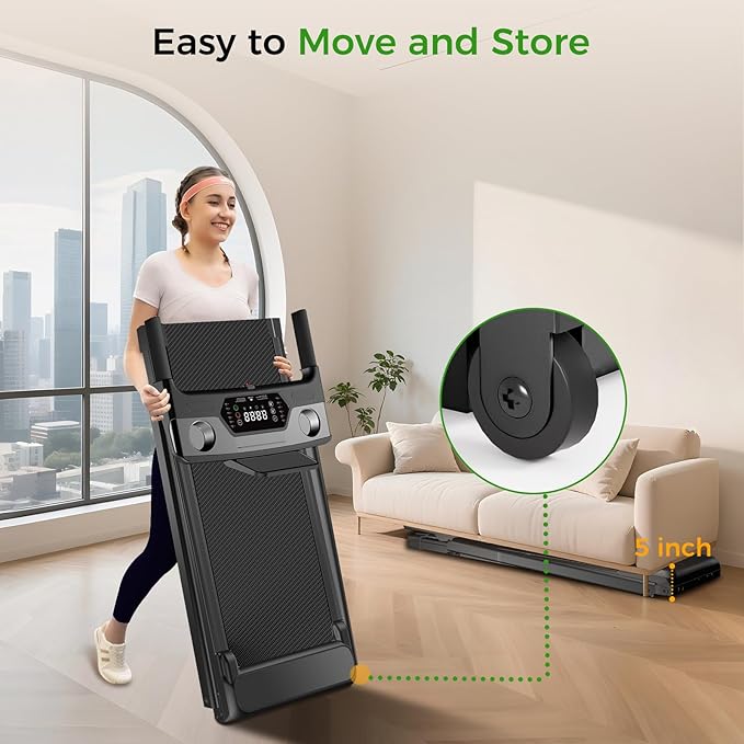 Portable Treadmill with Incline, 3.0HP Walking Pad with Handle Bar, 3-in-1 Foldable Treadmill for Home Office Small Space with Quiet Brushless, 300 LBS Capacity-GravixFit