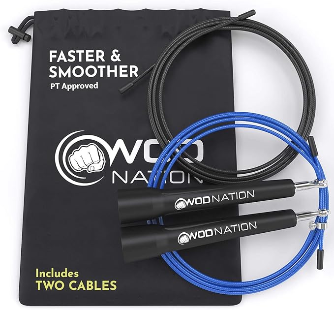 WOD Nation Adjustable Speed Jump Rope For Men, Women & Children - Blazing Fast Fitness Skipping Rope Perfect for Boxing, MMA, Endurance-GravixFit