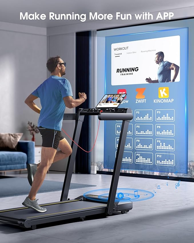 Walking Pad Treadmill with 12% Incline, 4 in 1 Folding Treadmill for Home/Office with Handle Bar, 2.5HP Under Desk Treadmills Portable Walking Pad with App & Bluetooth Speaker, 0.6-10MPH-GravixFit