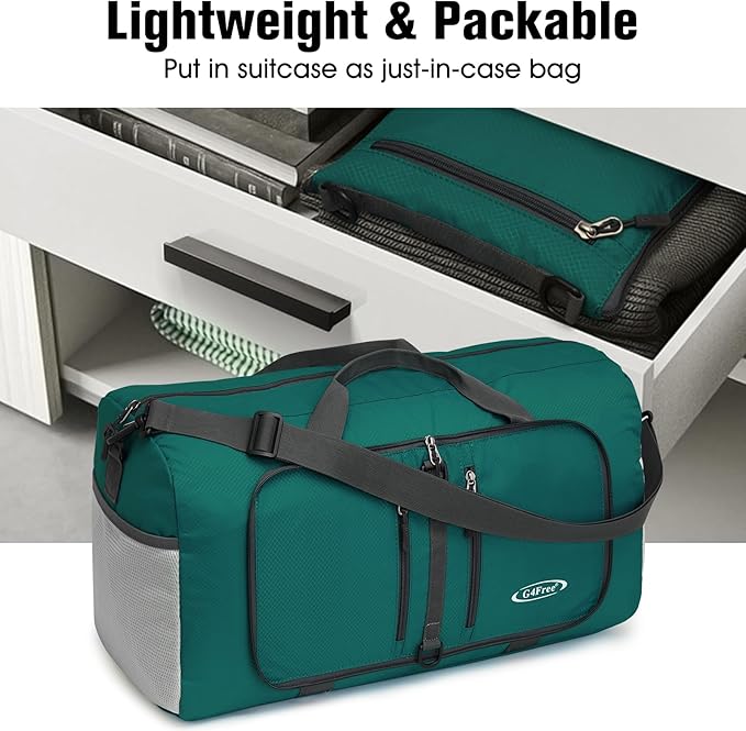 G4Free 40L/65L Foldable Duffel Bag, Water-Repellent Travel Backpack, Lightweight Carry Bag for Overnight Weekender Sports Men Women-GravixFit