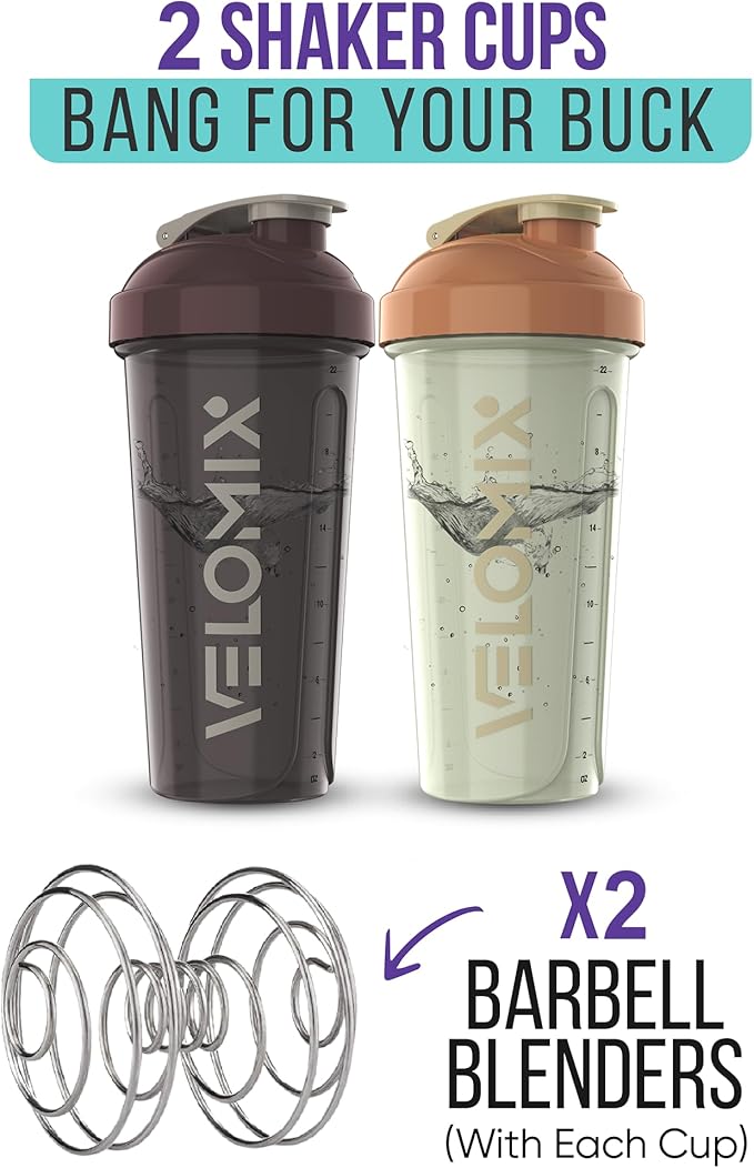 '-2 Pack- 28 oz Protein Shaker Bottles for Protein Mixes - 2x Wire Whisk | Leak Proof Shaker Cups for Protein Shakes | Protein Shaker Bottle Pack | Shakers for Protein Shakes-Mixed Color-GravixFit