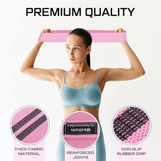 12 Pcs Fabric Resistance Bands for Working Out Booty Workout Stretch Exercise Bands Non Slip for Legs Squat Resistance Loop for Women Men Starter Butt Hip Thigh Fitness-GravixFit