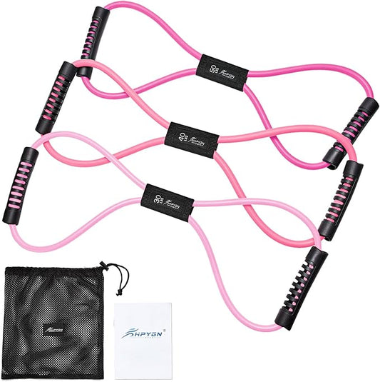 HPYGN Resistance Bands, Figure 8 Exercise Bands for Women Men, 8 Shaped Resistance Bands for Arms, Chest Expander, Yoga Gym Fitness Pulling Rope 8 Word Elastic for Exercise Muscle Training Tubing-GravixFit