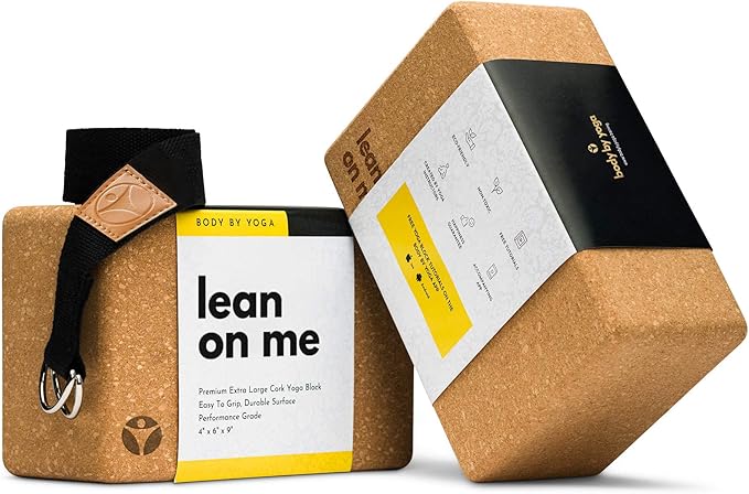 Premium Cork Yoga Blocks - Extra Large Yoga Block 2-Pack or Extra Tall 1-Pack for Inflexible Yogis | Natural, High-Density Cork for Superior Support & Stability | Optional Yoga Strap & Gift Box-GravixFit