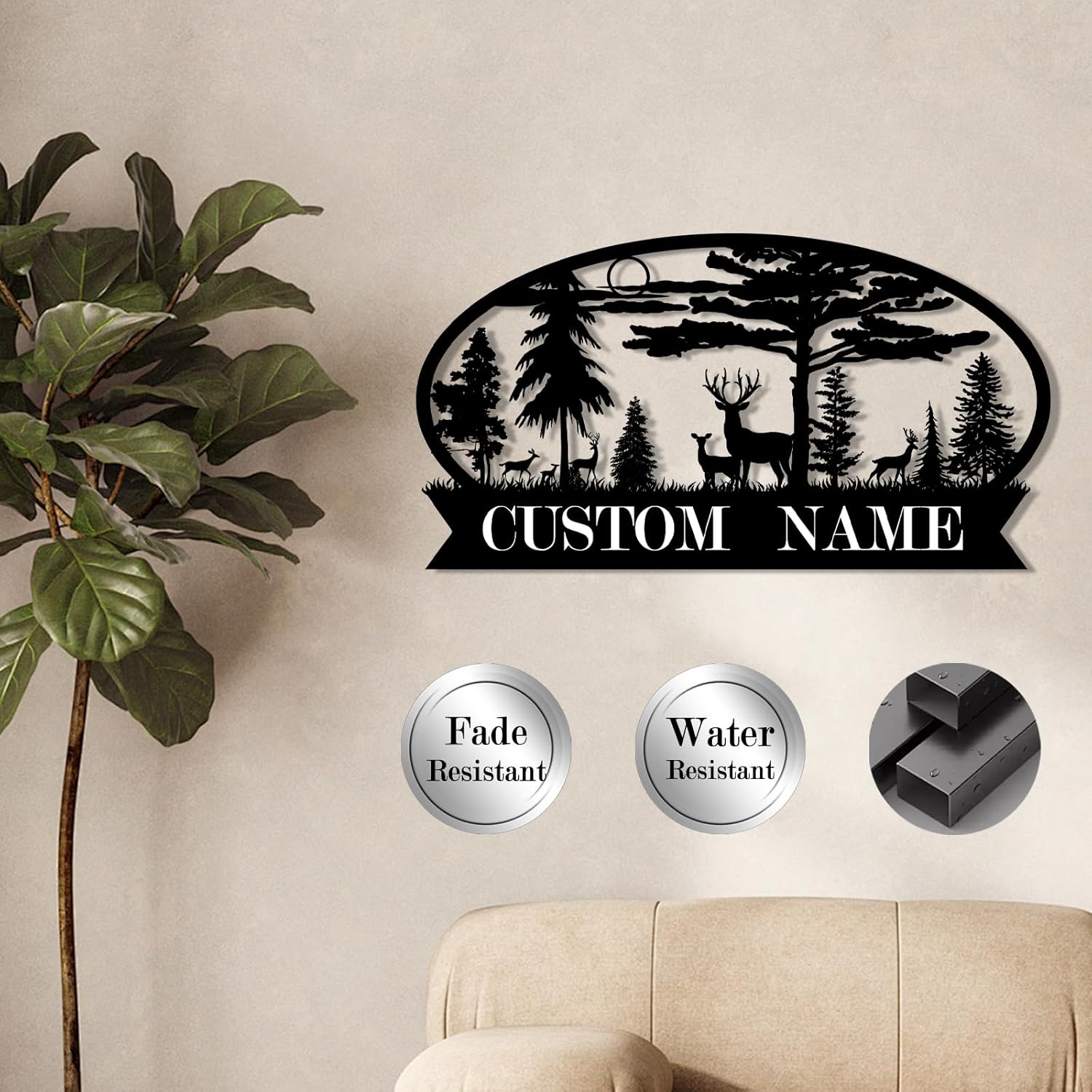 Personalized Hunting Metal Signs Outdoor - Custom Deer Antler Wall Art, Last Name Signs for Home, Rustic Cabin & Lodge Decor, Housewarming Gifts - MADE IN USA