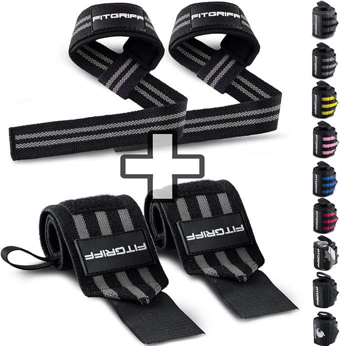 Fitgriff® Lifting Straps & Wrist Wraps (Bundle) Superior Support for Weightlifting & Gym Workouts - for Men and Women-GravixFit