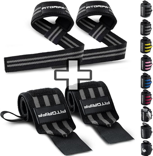 Fitgriff® Lifting Straps & Wrist Wraps (Bundle) Superior Support for Weightlifting & Gym Workouts - for Men and Women-GravixFit