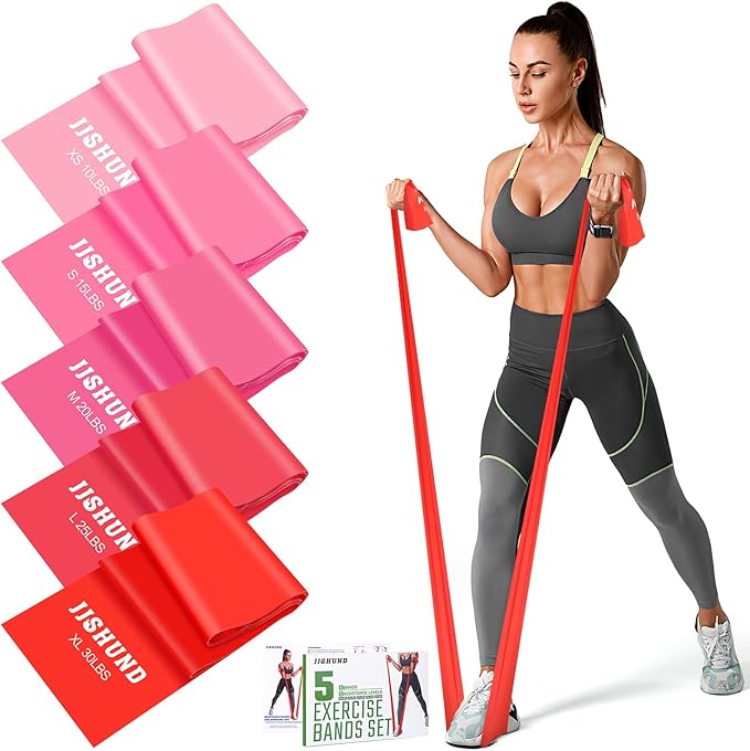 5 Pcs Resistance Bands, Professional Exercise Bands Elastic Stretch Bands for Fitness Yoga Pilates Stretching Strength Training, Workout Bands for Women and Men Home Gym-GravixFit