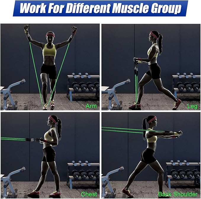 Resistance Bands Set, Himaly Exercise Bands Strength Training Fitness Bands Workout Elastic Bands with Legs Ankle Straps, Door Anchor, Handles & Carry Bag for Home Outdoor Workouts-GravixFit