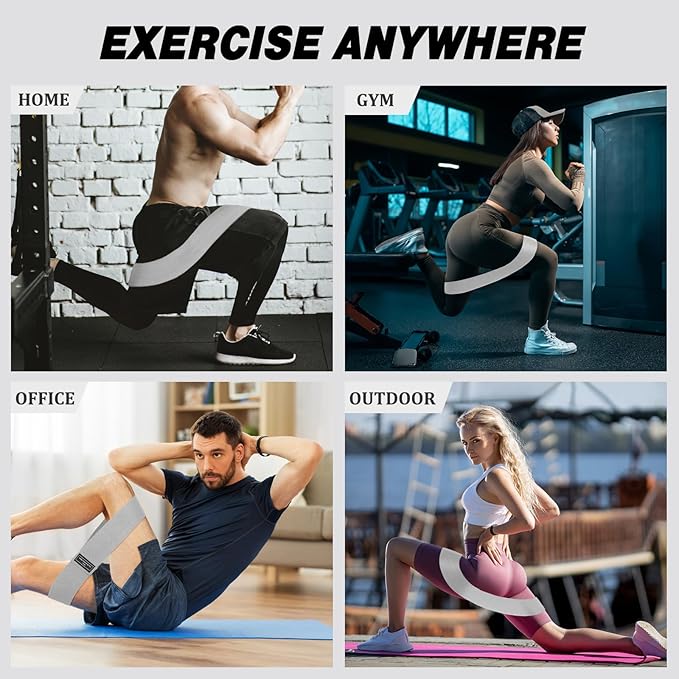 12 Pcs Fabric Resistance Bands for Working Out Booty Workout Stretch Exercise Bands Non Slip for Legs Squat Resistance Loop for Women Men Starter Butt Hip Thigh Fitness-GravixFit