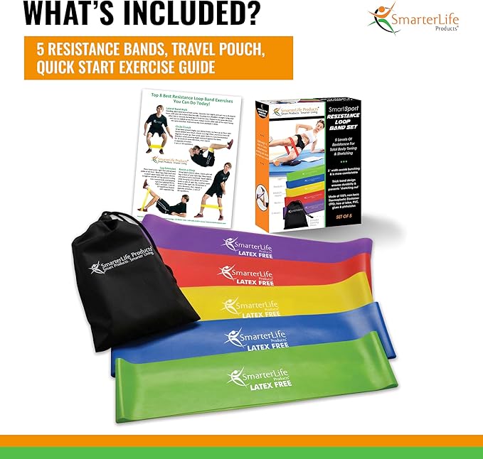 SmarterLife Resistance Bands for Working Out, Latex-Free Exercise Bands for Women, Men, 5 Extra Wide Workout Bands for Weight Loss, Home Gym, Booty Bands, Physical Therapy Bands, Workout Guide-GravixFit