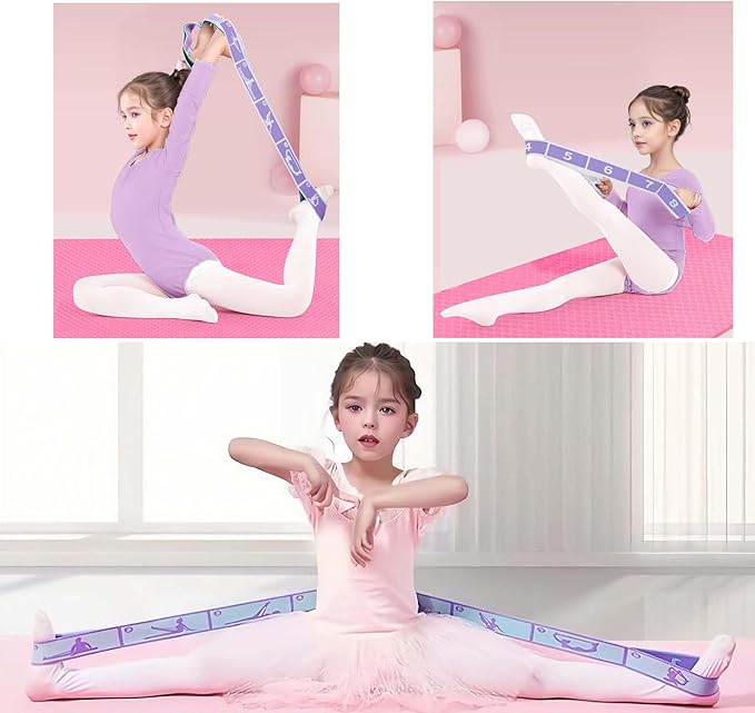 2pcs Stretch Strap for Kids,Elastic Yoga Stretching Strap with Loops, Multi-Loop Adjustable Exercise Stretching Bands，Stretching Resistance Ballet Bands for Dance, Latin, Gymnastics Exercis -8Loops-GravixFit