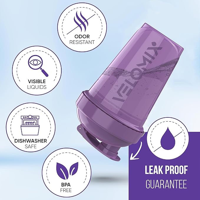 '-2 Pack- 20 oz Protein Shaker Bottles for Protein Mixes - 2x Wire Whisk | Leak Proof Shaker Cups for Protein Shakes and Pre Workout | Protein Shaker Bottle Pack (Purple&Black)-GravixFit