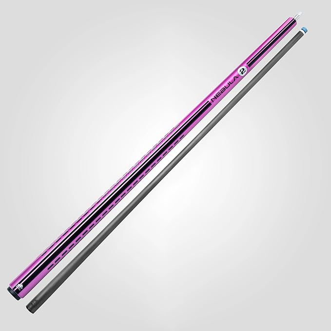 RHINO Nebula 2 Pool Cue - 100% Carbon Fiber Shaft & Composite Butt. Time Crystal Tip, Pro Taper Design, 12.4 mm,12.8 mm. 3/8-8 Joint, 3D Friction Grip. Low Deflection Pool Cue