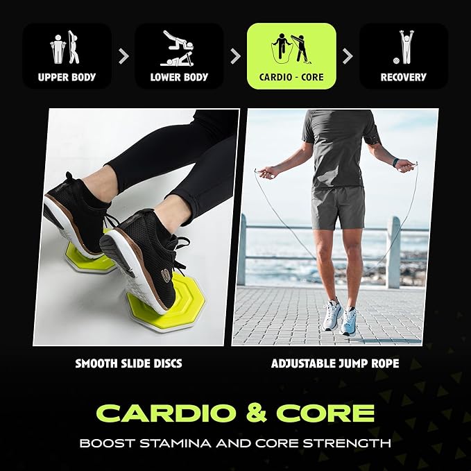 Ex Kit Home Gym Equipment with Carry Bag - 10Pcs Resistance Bands Kit with Handles, Door Anchor, Jump Rope, Booty Bands & More – Full Body Workout Bands Set for Strength, Cardio & Flexibility-GravixFit