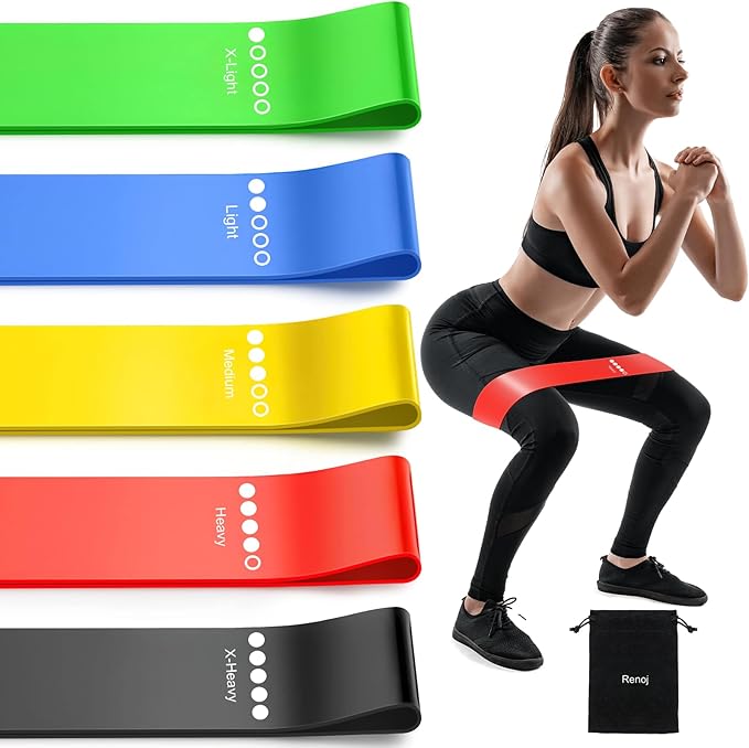 Resistance Bands for Working Out, Elastic Exercice Loop Bands for Physical Therapy, Yoga Starter Set of Stretch Bands for Booty Legs, Pilates Flexbands-GravixFit