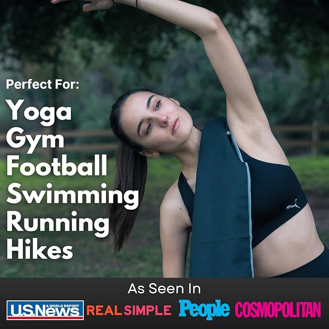 ECCOSOPHY Microfiber Beach Towel – Quick Dry Gym Towel, Highly Absorbent with Ribbed Texture, Lightweight – Ideal for Travel, Pool, Yoga, Fitness & Outdoor Adventures – 60x30 Black-GravixFit