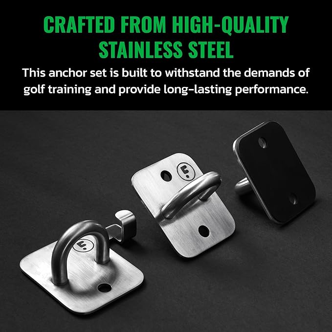 GolfForever Wall Anchor Set Proven by Golfer Scottie Scheffler | Golf Swing Training Wall Anchor Point | Premium Golf Training Workout Exercise Equipment to Expand Movements | 3-Pack | 6 Lag Screws-GravixFit