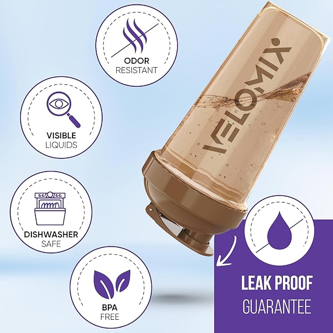 '-4 PACK- 28 oz Protein Shaker Bottle for Protein Mixes - 4x Wire Whisk | Leak Proof Shaker Cups for Protein Shakes | Protein Shaker Bottle Pack | Protein Shake Cup (Brown)-GravixFit