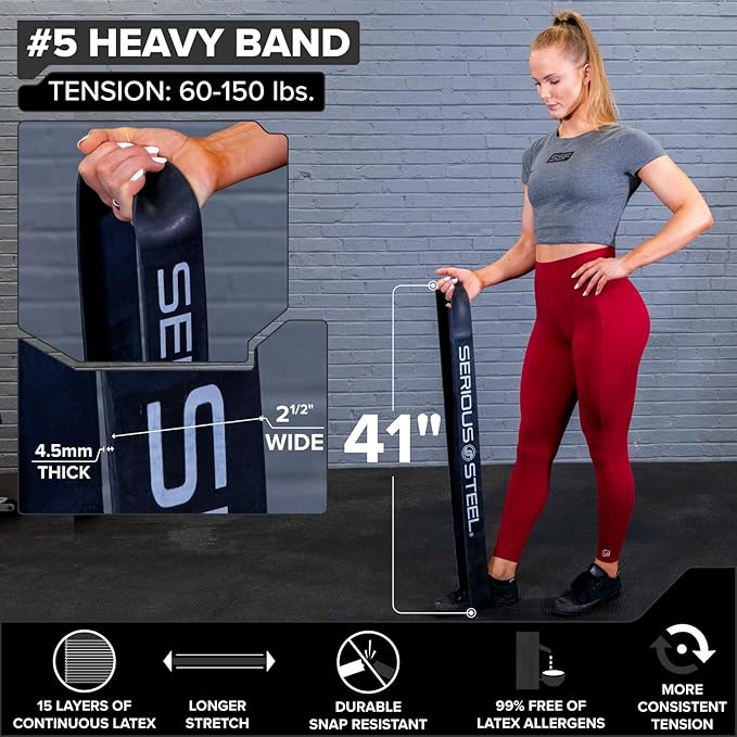 SERIOUS STEEL FITNESS Assisted 41" Pull-Up Band, Resistance & Stretch, Powerlifting & Pull-up Assist Loop (Single Band)-GravixFit