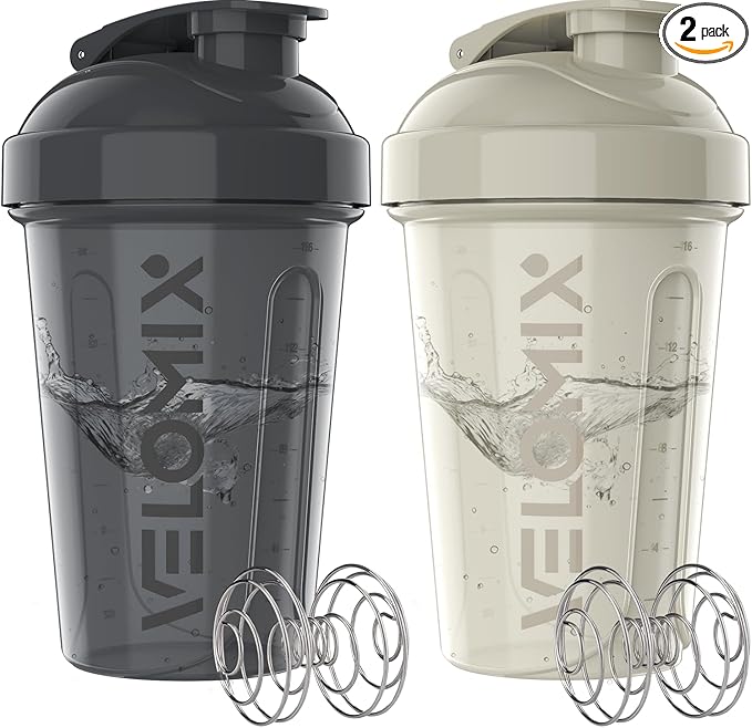 '-2 Pack- 20 oz Protein Shaker Bottles for Protein Mixes - 2x Wire Whisk | Leak Proof Shaker Cups for Protein Shakes and Pre Workout | Protein Shaker Bottle Pack-GravixFit