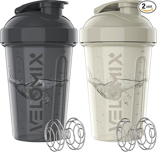 '-2 Pack- 20 oz Protein Shaker Bottles for Protein Mixes - 2x Wire Whisk | Leak Proof Shaker Cups for Protein Shakes and Pre Workout | Protein Shaker Bottle Pack-GravixFit