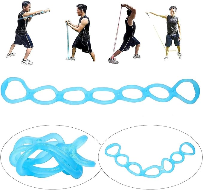 7 Rings Stretch Exercise Band, Portable Silicone Elastic Resistance Band Pilates Flexbands Yoga Stretching Strap Physical Therapy Rehab Belt, Home Gym Workout Equipment for Full Body Exercise-GravixFit