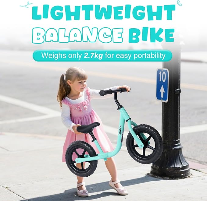 12 inch Toddler Balance Bike Adjustable Handlebar & Seat Anti-Slip Grip Suitable for 2-5 Years Old with Footrest Lightweight for Tolddlers Boys Girls Multiple Colors to Choose-GravixFit