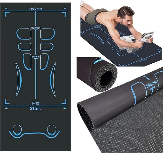 Non-Slip Workout Mat for Ab Roller Wheel, Exercise Mat with Storage Bag, 7mm Extra Thick Exercise Equipment Yoga Floor Mats Home & Gym Sound Insulation Protection Pads-GravixFit